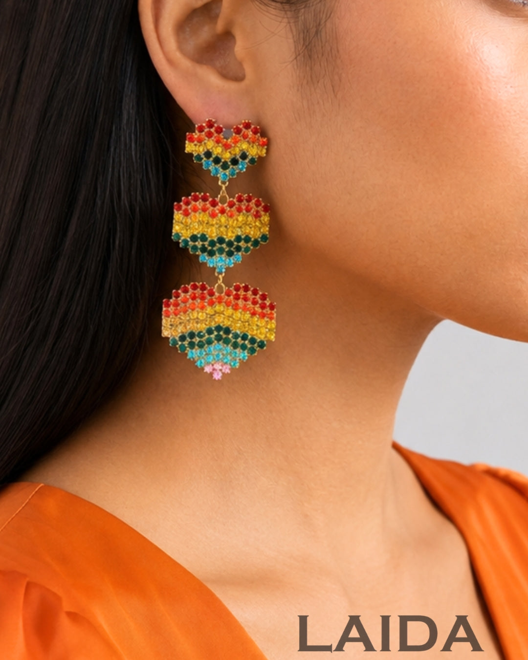 Rainbow Heart Love Drop Earrings