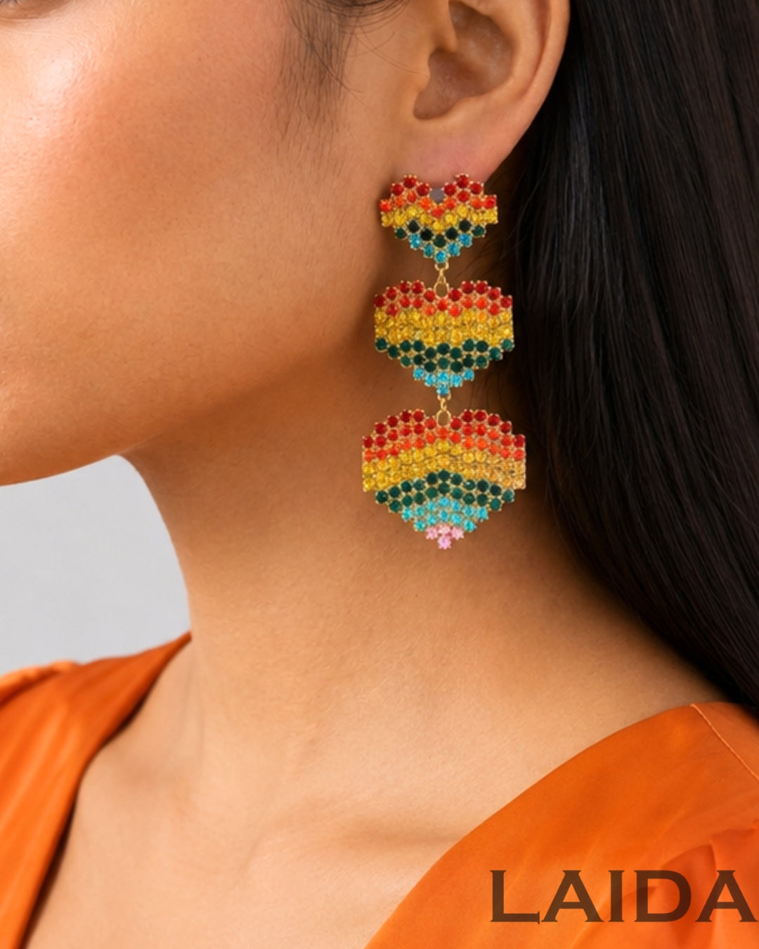 Rainbow Heart Love Drop Earrings