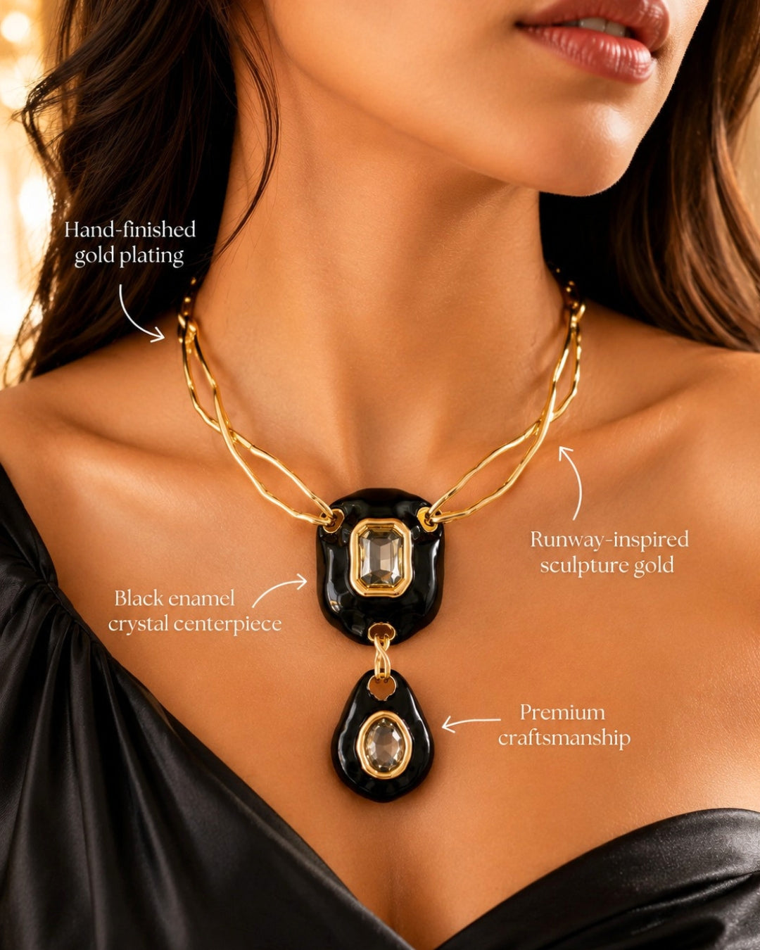 Premium Chic Black Sculptural necklace | Statement Jewellery