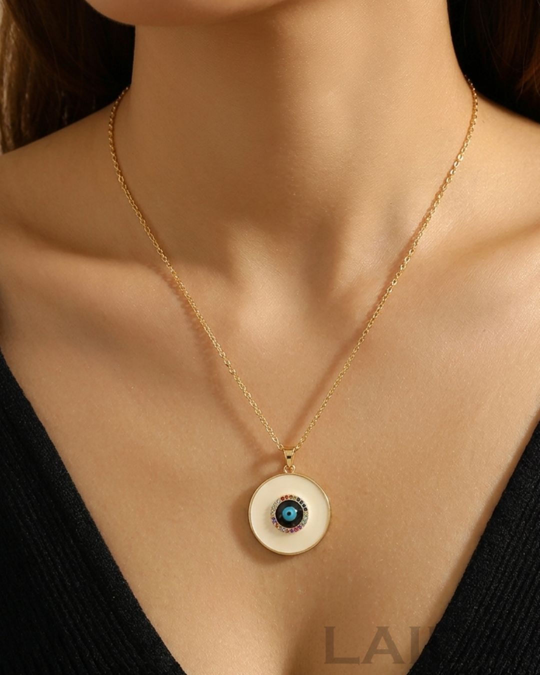 White Evil Eye Pendant