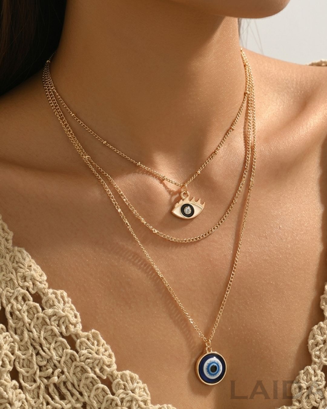 Envy Multi - Layered Evil Eye Pendant Chain