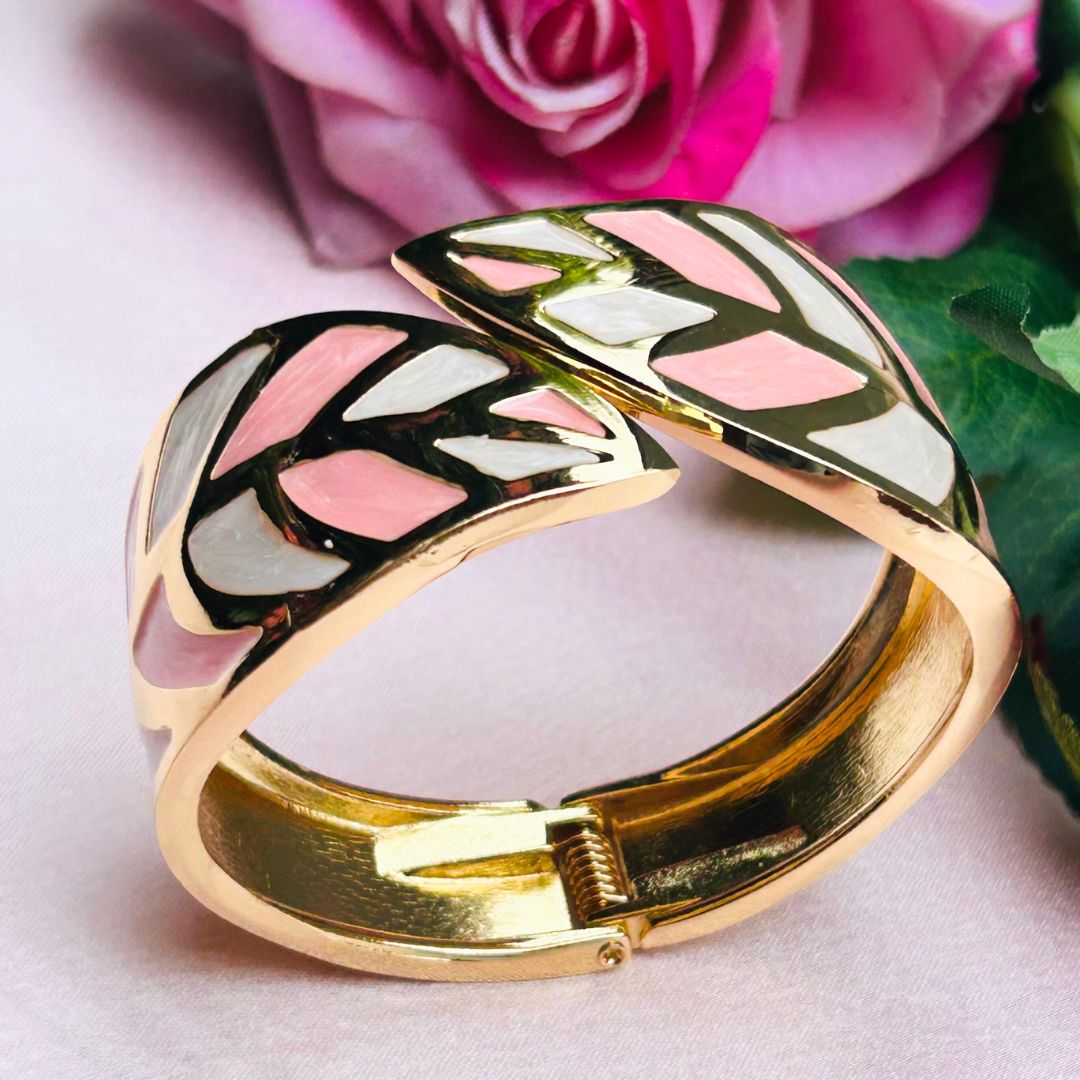 Pink And White Leaf Shaped Bracelet