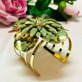 Golden Oversize Floral Metalic Handcuff