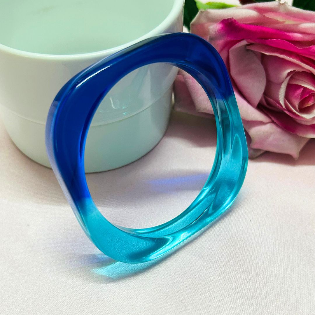 Blue Square Shaped Resin Bracelet