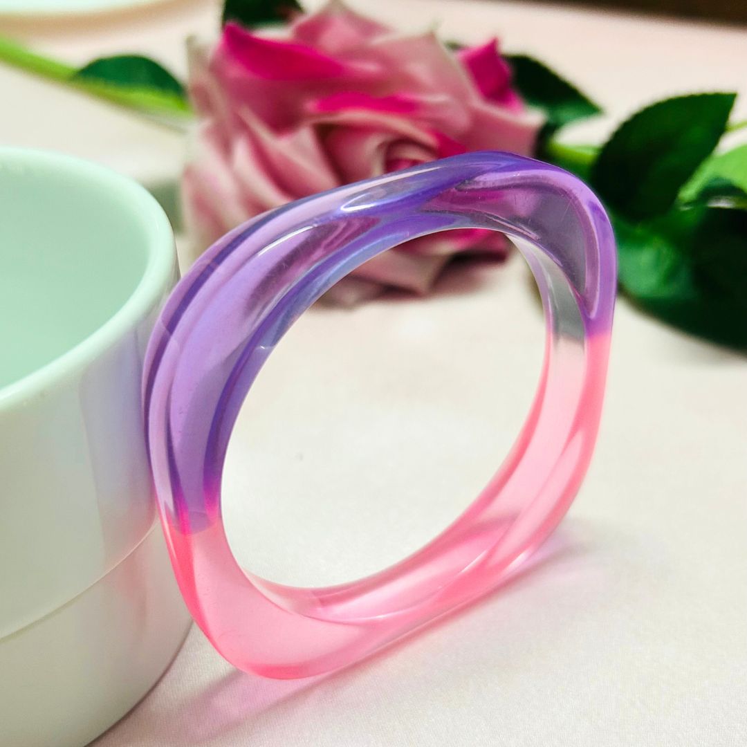 Pink Square Shaped Resin Bracelet