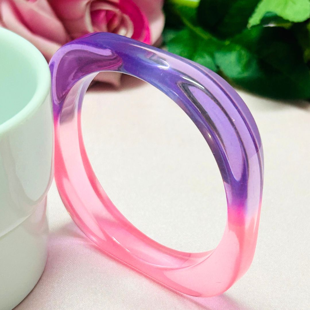 Pink Square Shaped Resin Bracelet