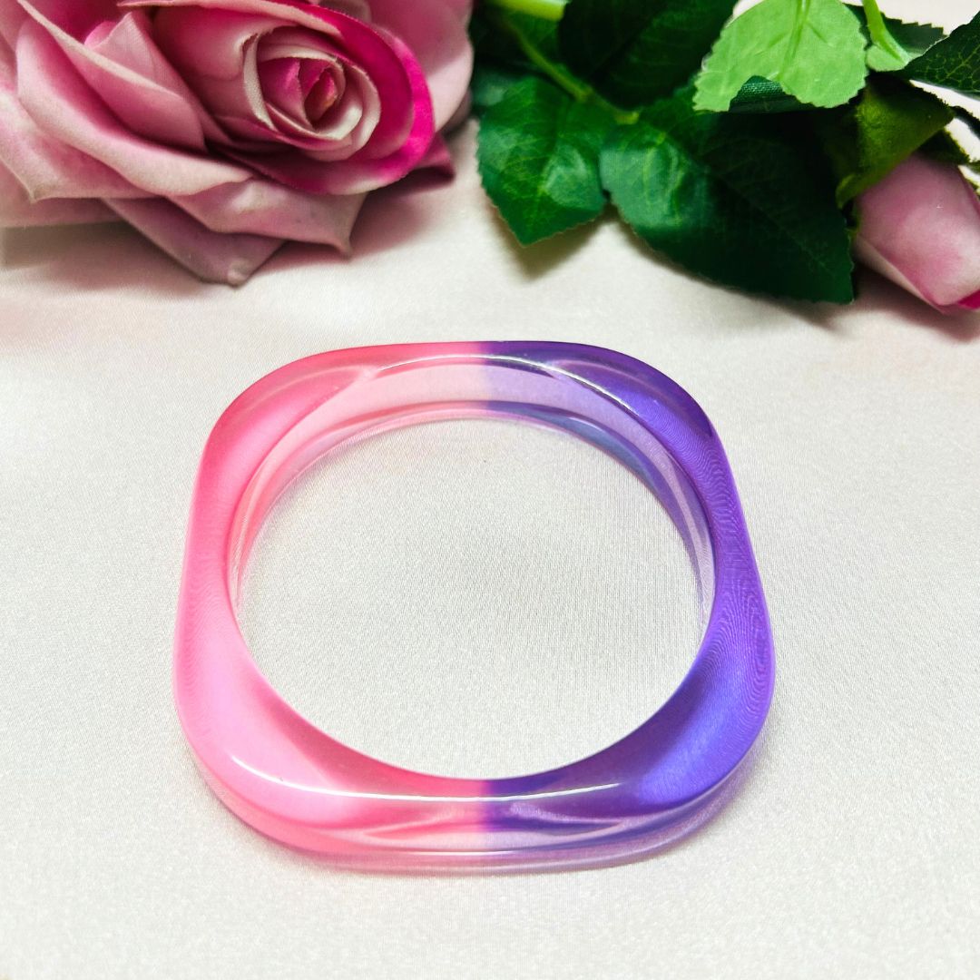 Pink Square Shaped Resin Bracelet