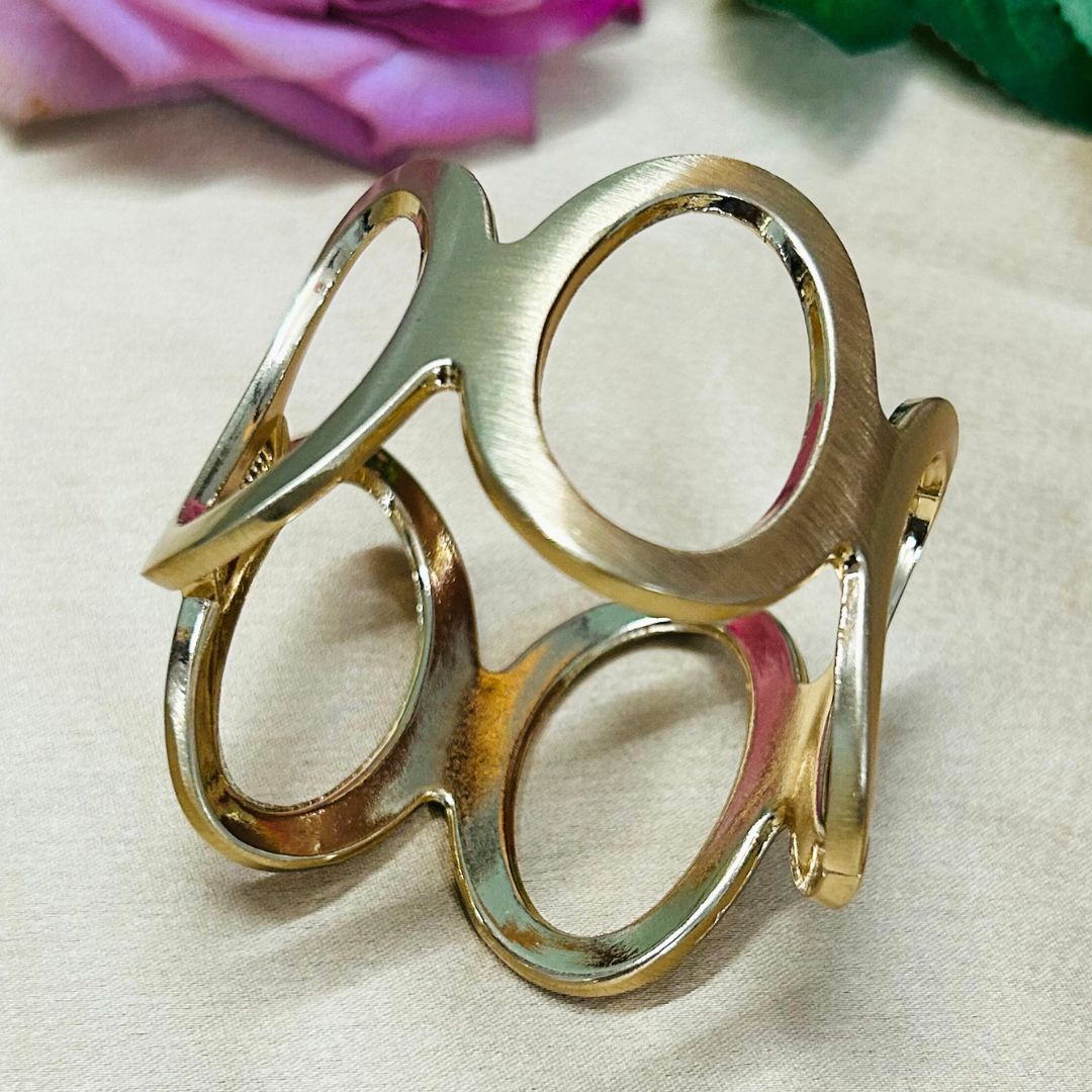 Golden Matte Abstract Cutout Handcuff/Kada