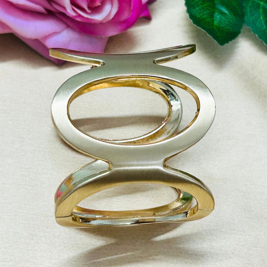 Golden  Matte Abstract Cutout Handcuff/Kada