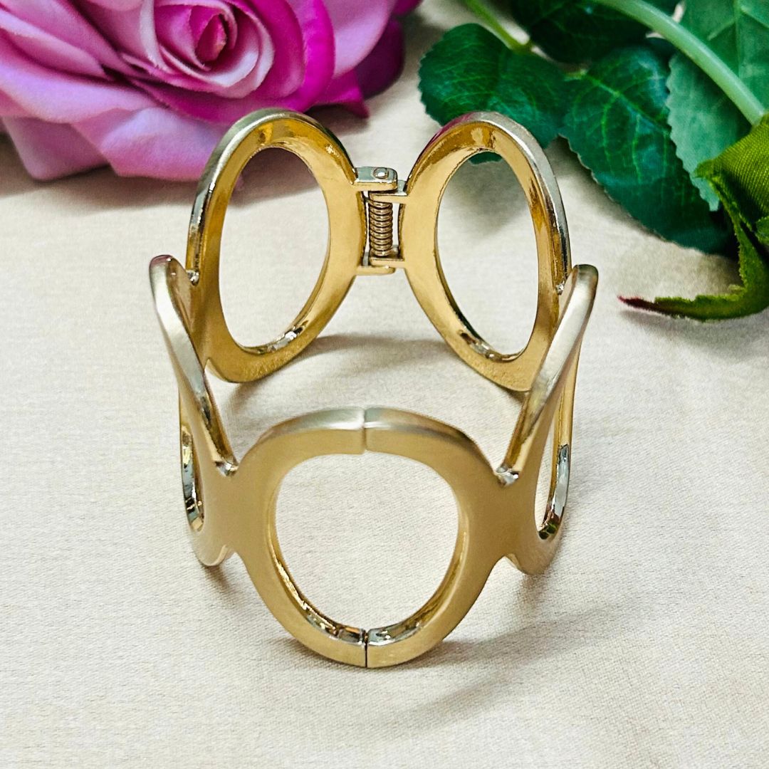 Golden  Matte Abstract Cutout Handcuff/Kada