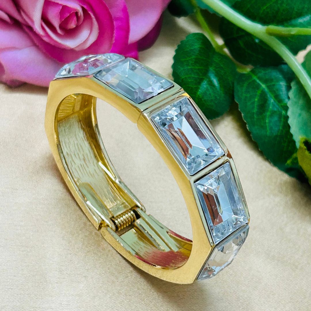 Silver Rhinestone Openable Bracelet