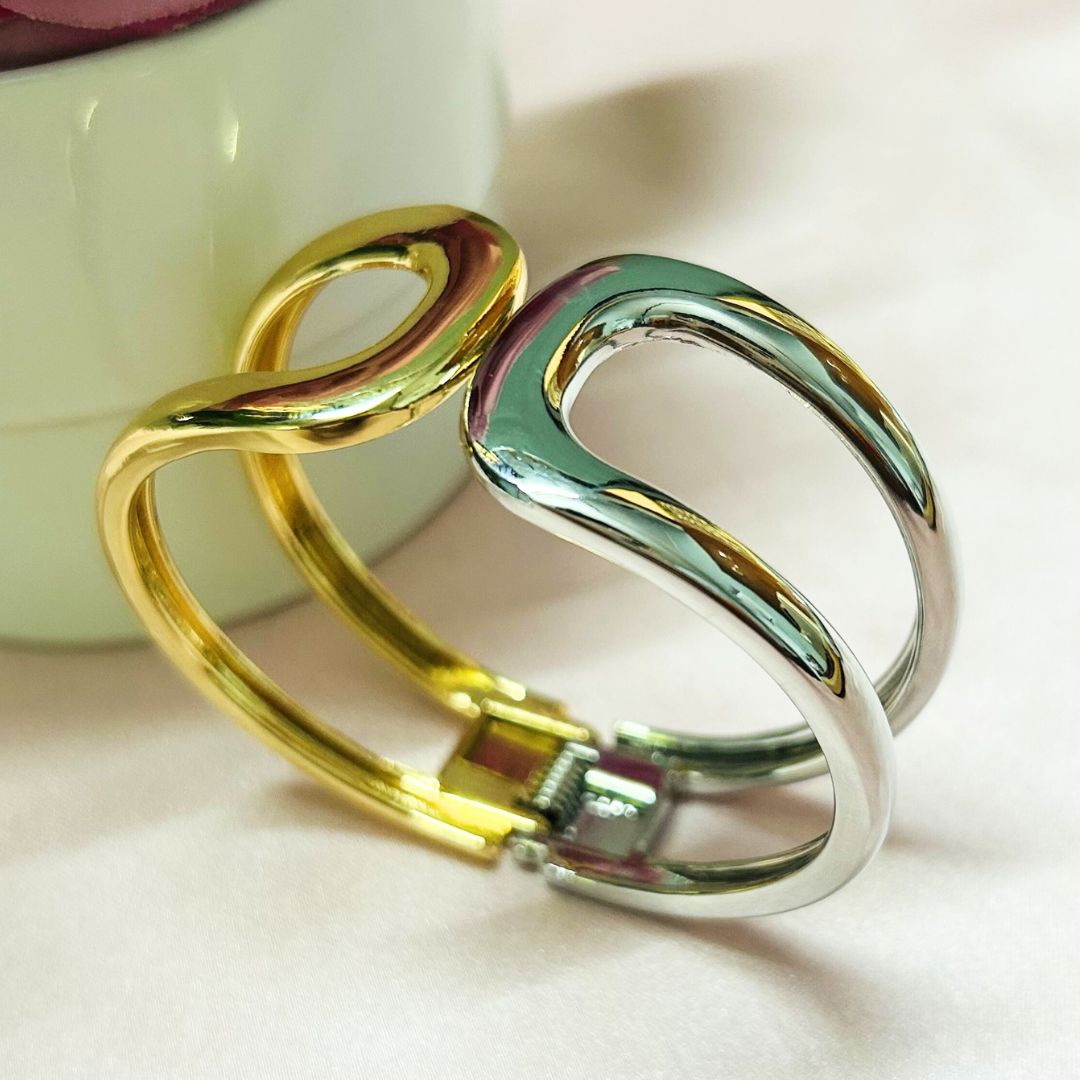 Half Golden Silver Openable kada/Cuff