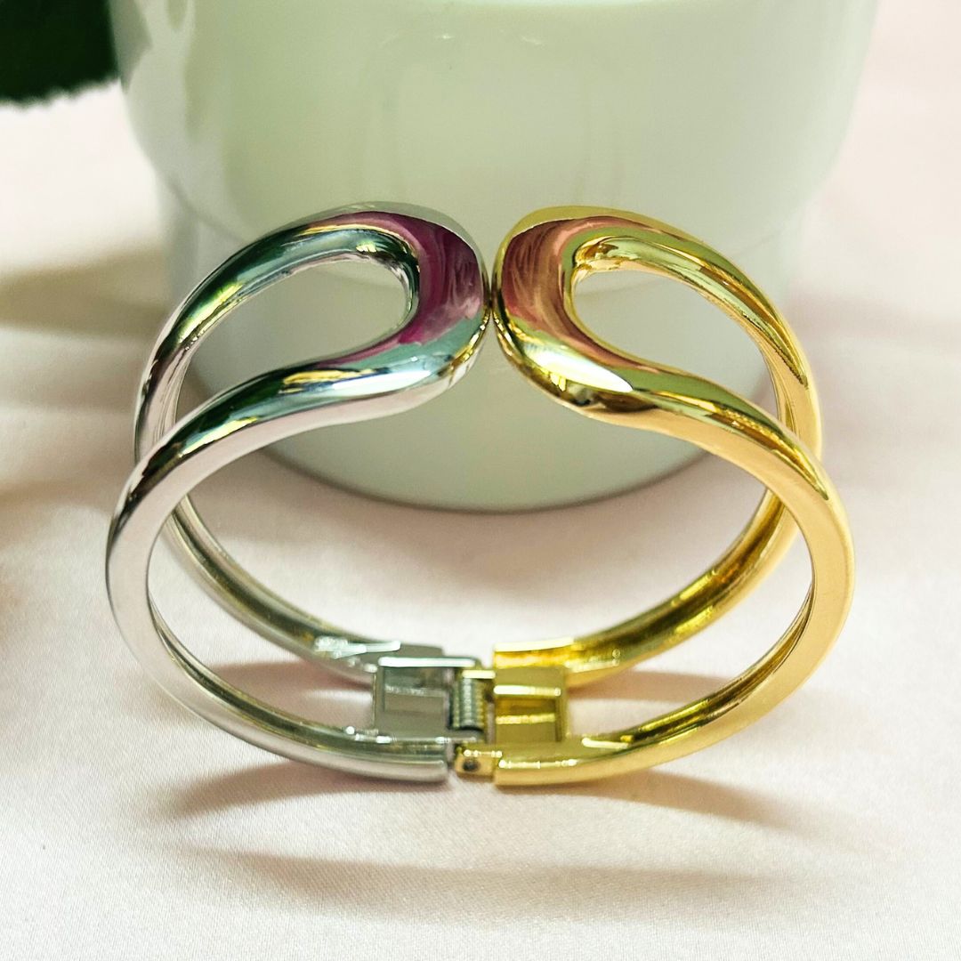 Half Golden Silver Openable kada/Cuff