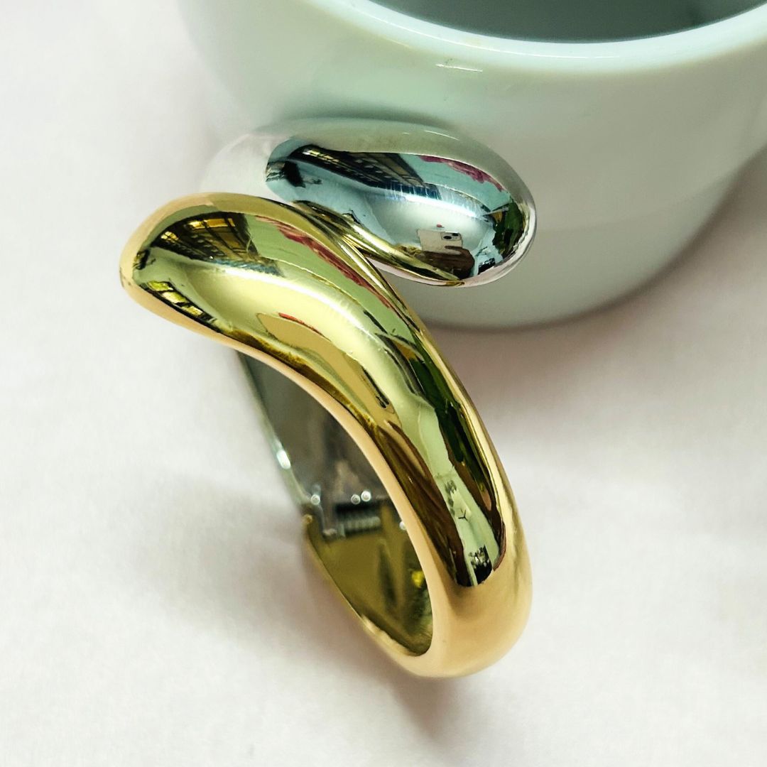 Half Golden Silver Openable kada/Cuff