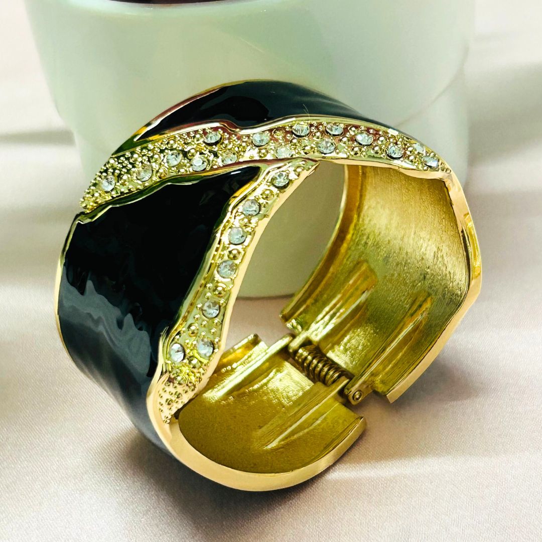 Black Starlit Wave Openable Kada/Cuff