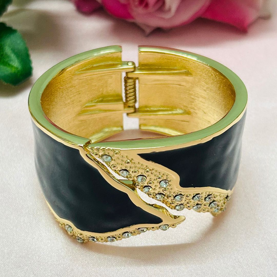 Black Starlit Wave Openable Kada/Cuff