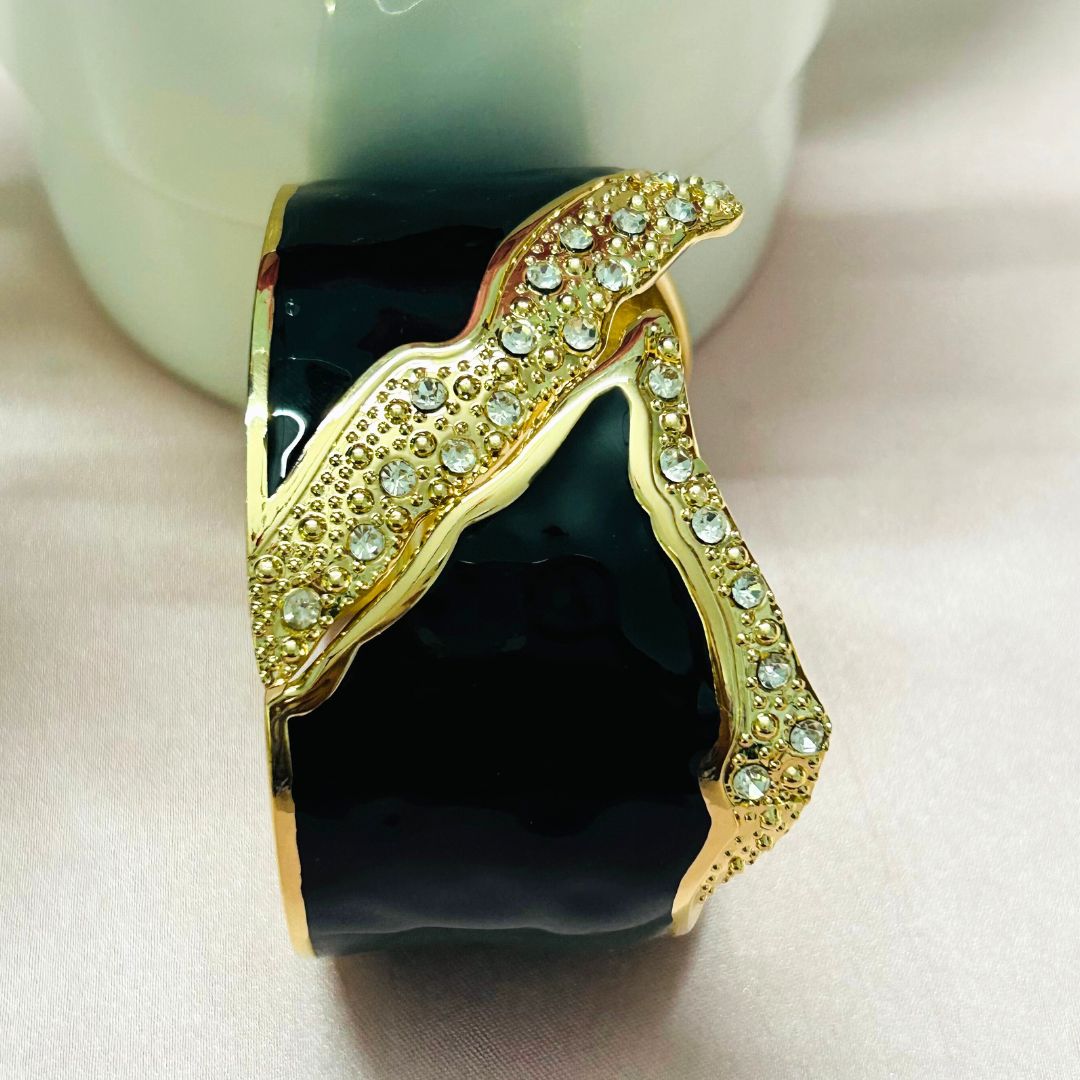 Black Starlit Wave Openable Kada/Cuff