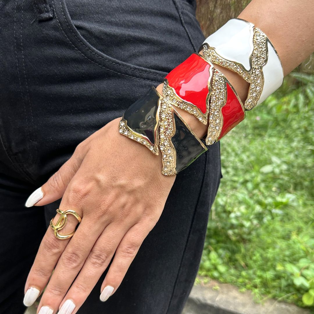 White Starlit Wave Openable Kada/Cuff