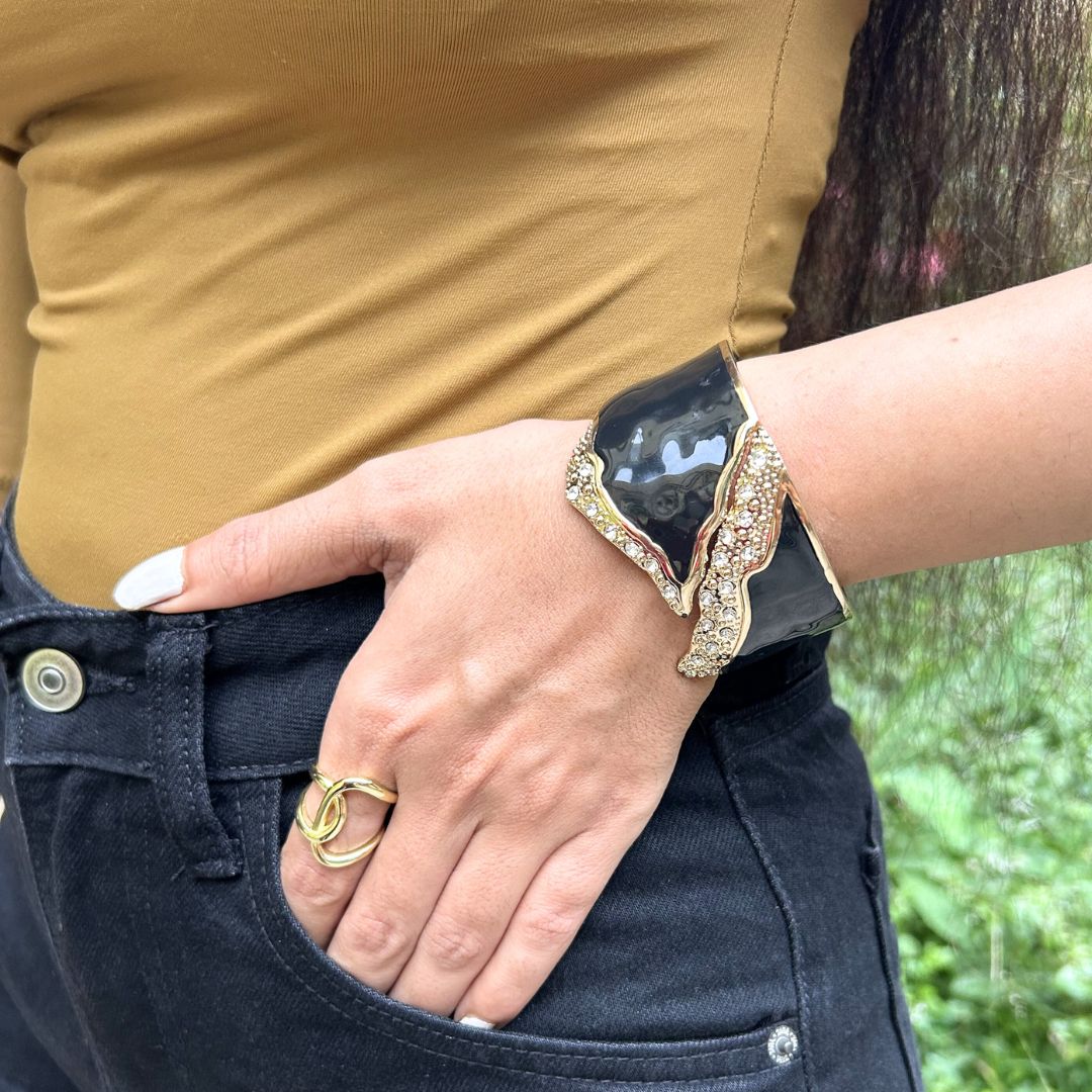 Black Starlit Wave Openable Kada/Cuff