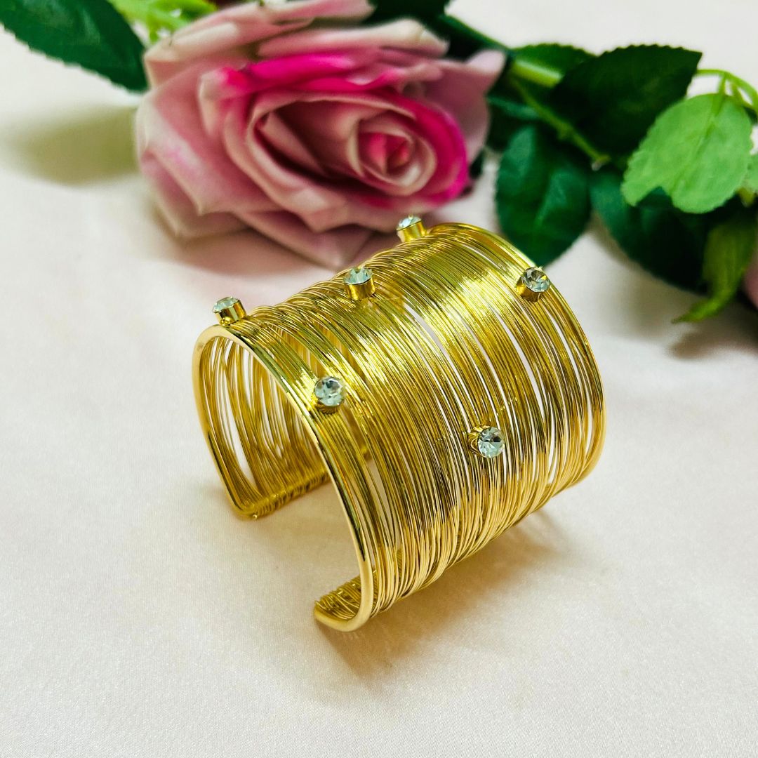 Golden American Diamond wired Handcuff