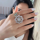 Nory Floral Cocktail CZ American Diamond Finger - Ring