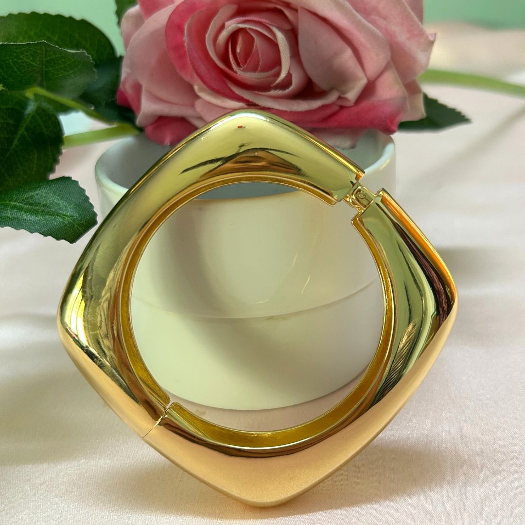 Golden Shiny Square Openable Kada/Handcuff