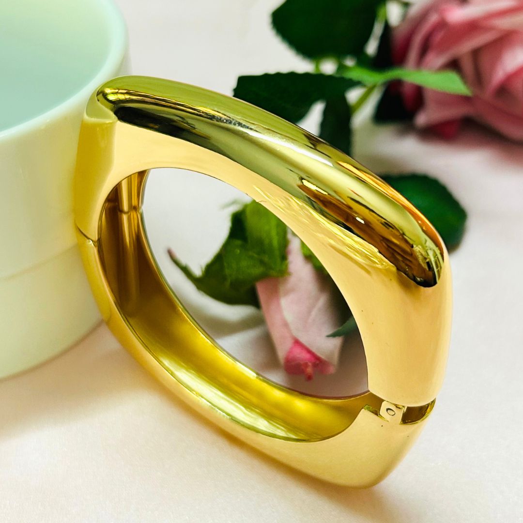Golden Shiny Square Openable Kada/Handcuff
