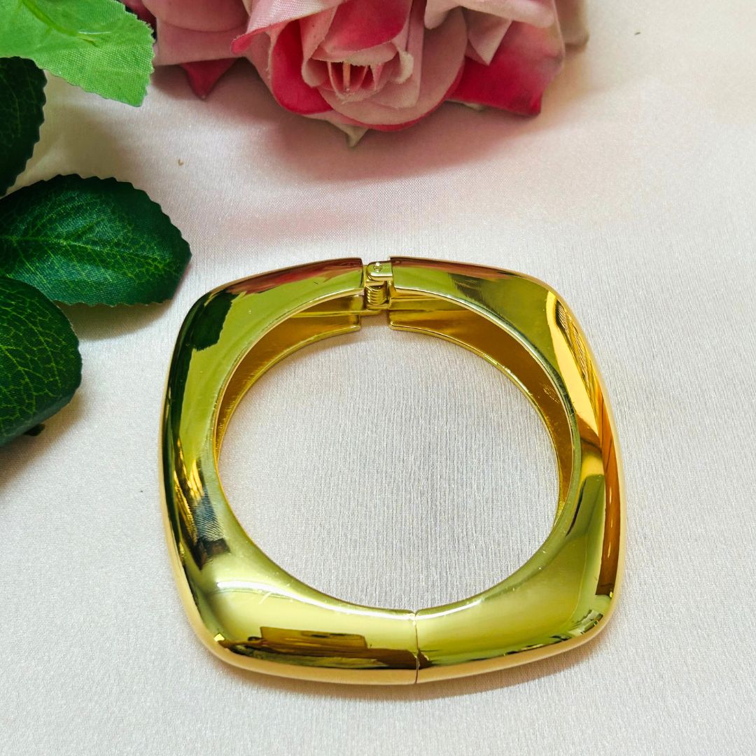 Golden Shiny Square Openable Kada/Handcuff