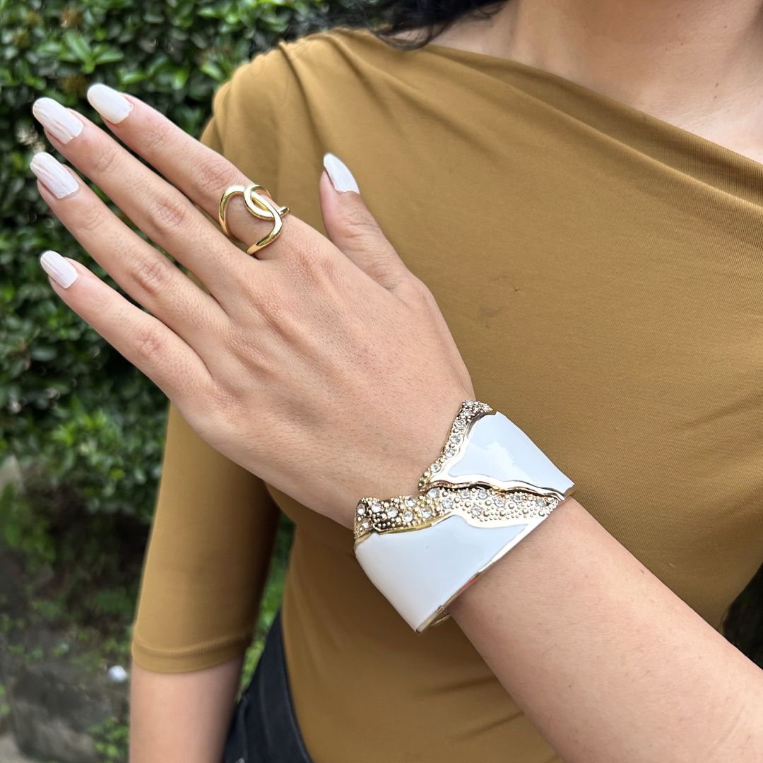 White Starlit Wave Openable Kada/Cuff