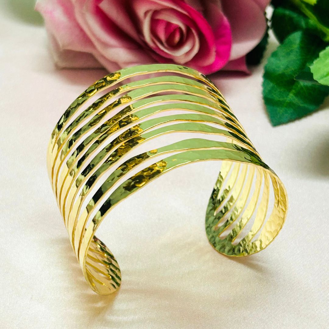 Golden Striped Statement Handcuff