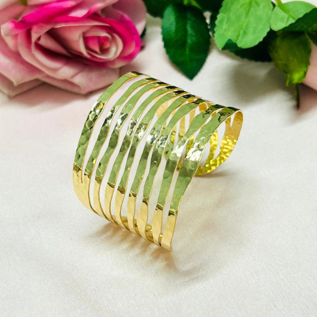 Golden Striped Statement Handcuff