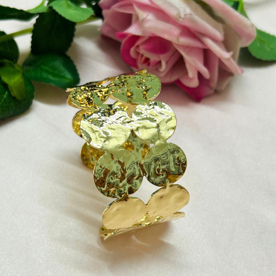 Golden Textured Disc Arm-cuff