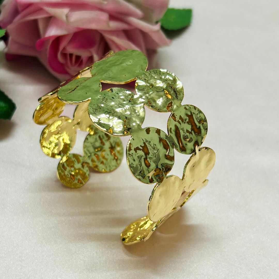 Golden Textured Disc Arm-cuff
