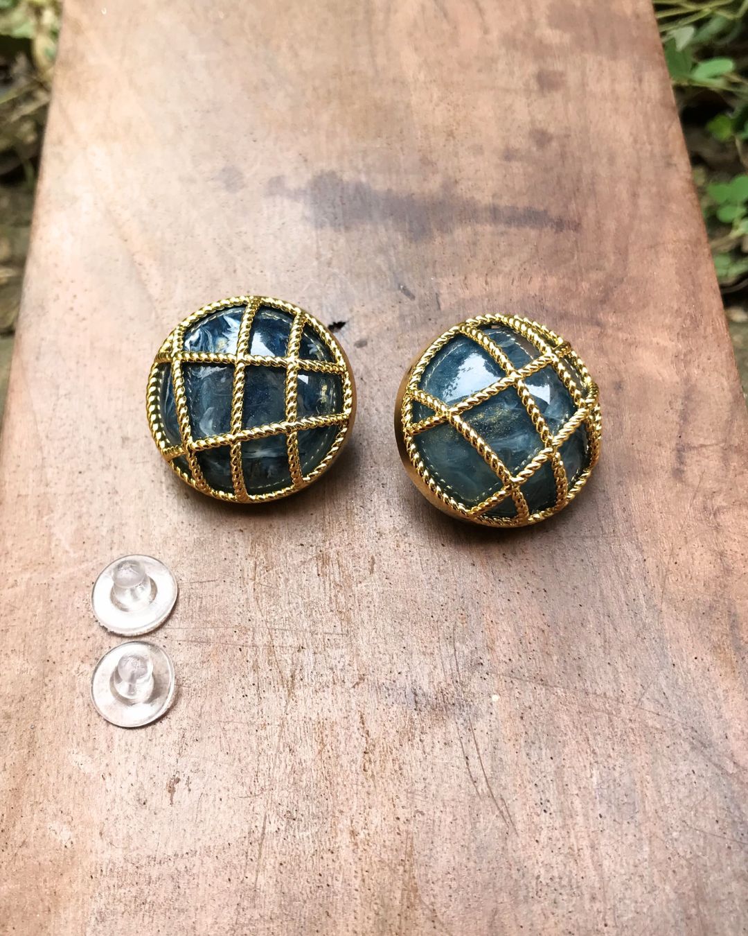 Blue Cage Stud Earrings