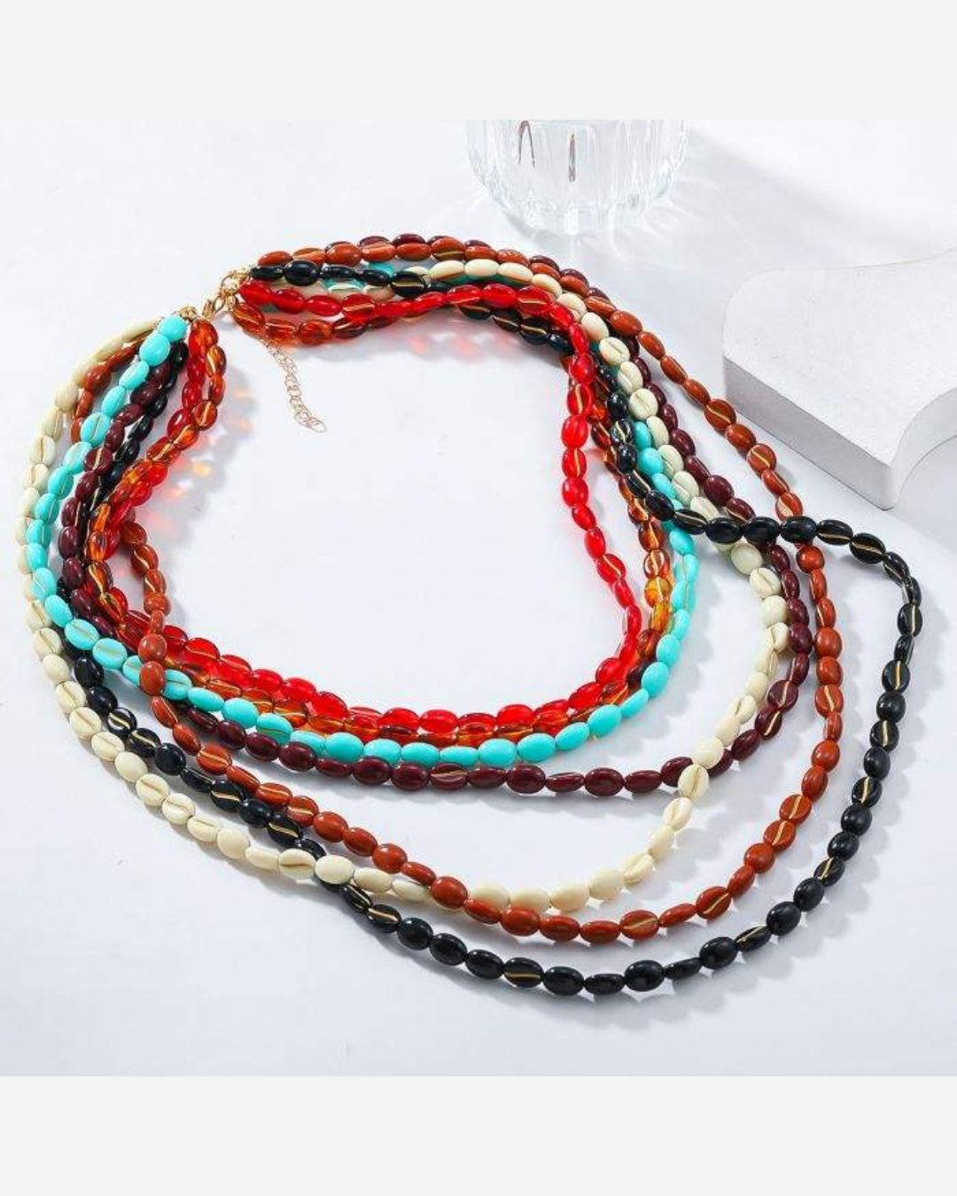 Resin Multi-strand Beaded Necklace
