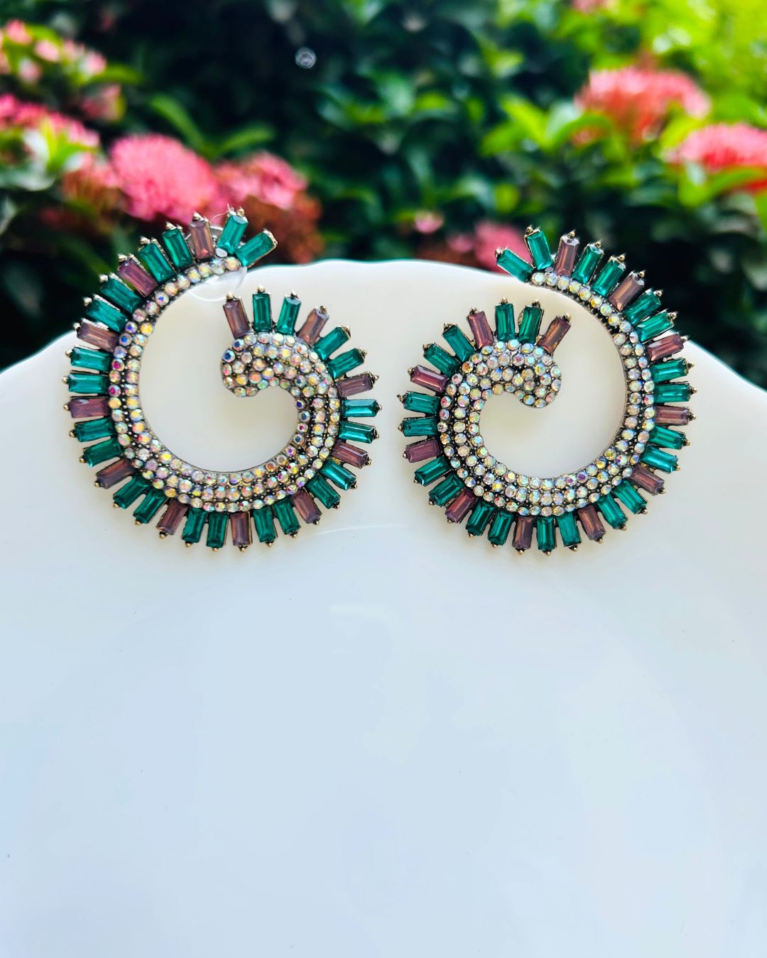 Emerald Sparkle Swirl Drop Earrings