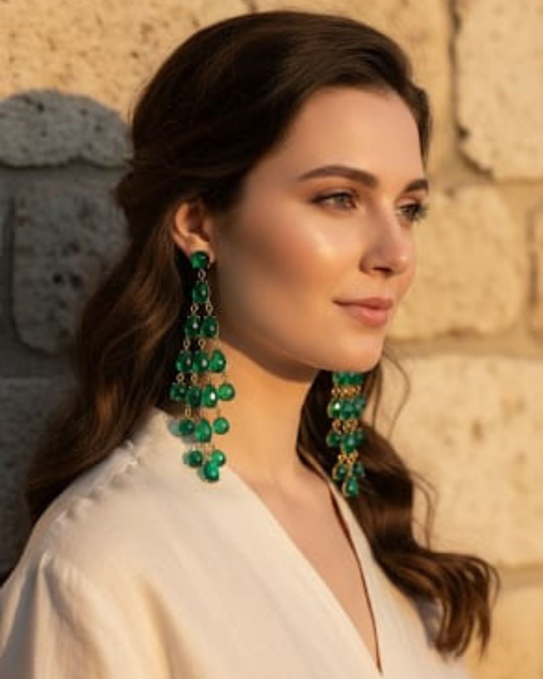 Green Transparent Resin Tear Drop Earrings