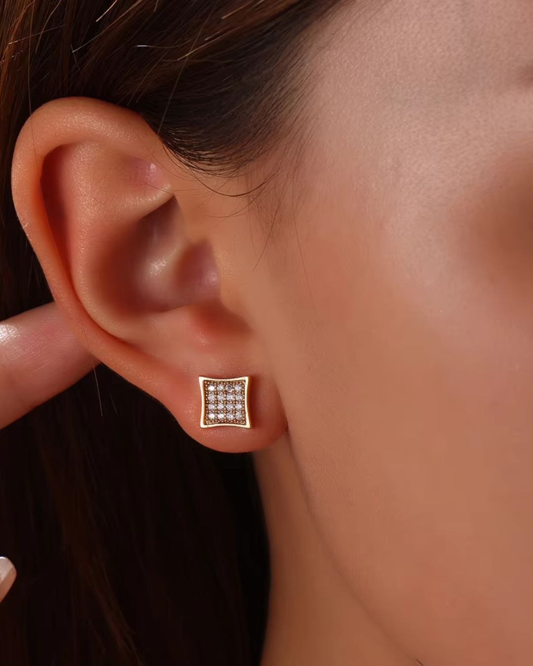 Square Shape American Diamond Stud Earring