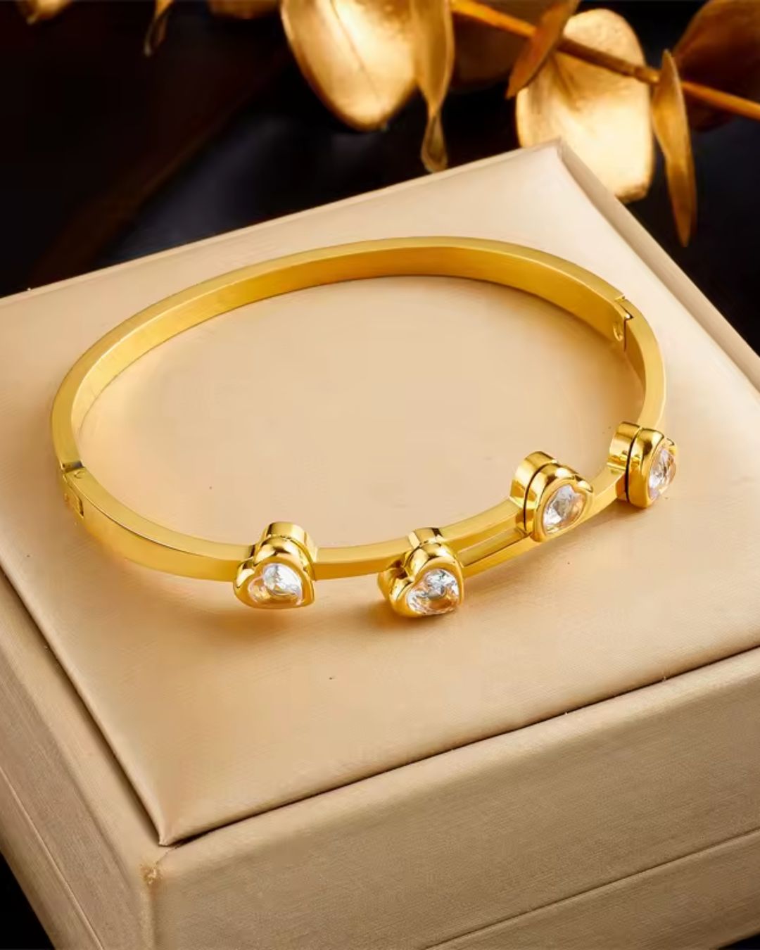 White Love Charm Bangle Bracelet