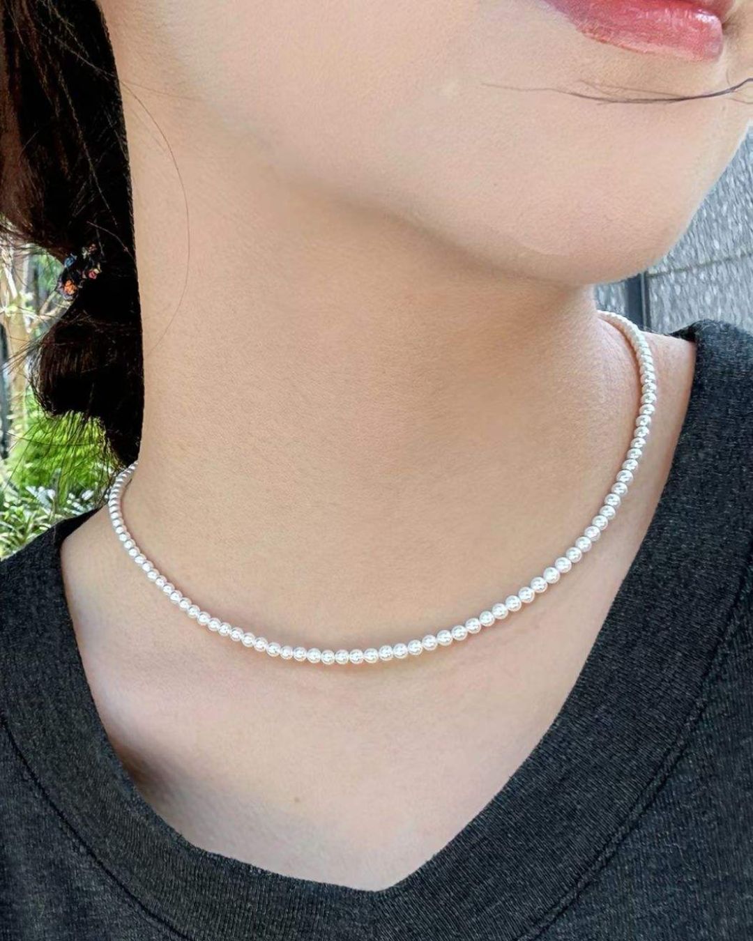 circular Pearl Necklace Choker