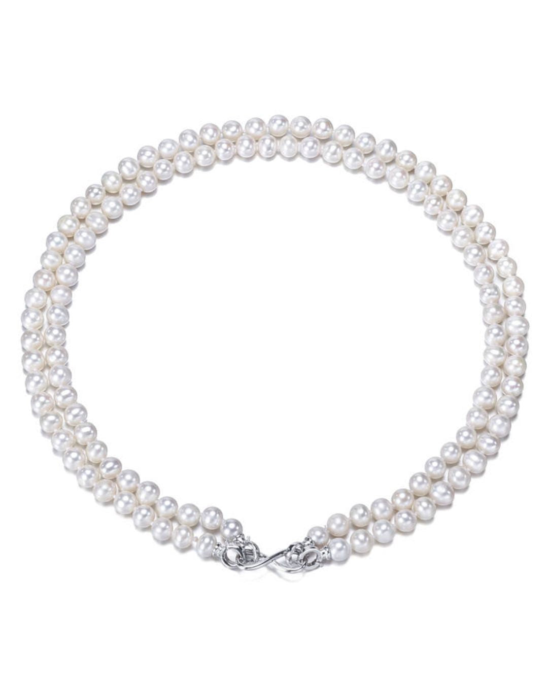 circular Double Pearl Necklace Choker