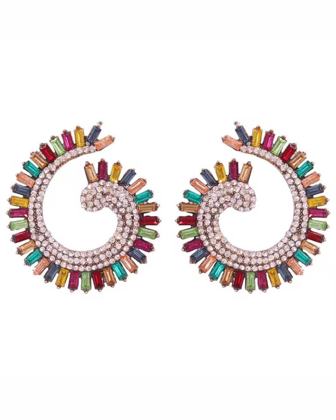 Multi Sparkle Swirl Drop Earrings