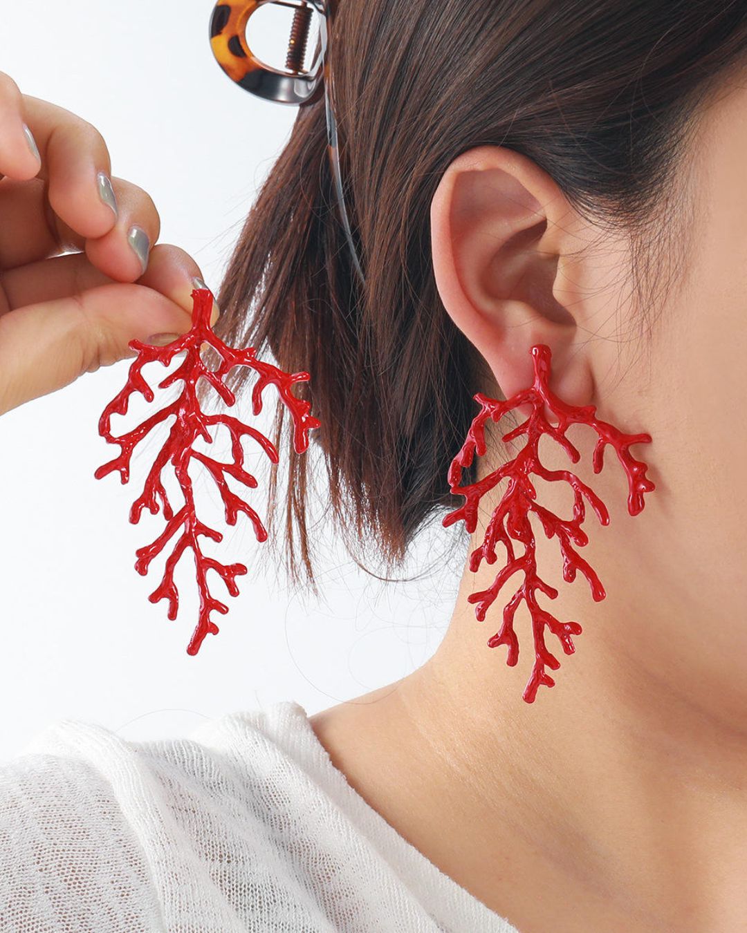 Red Coral Drop Earrings