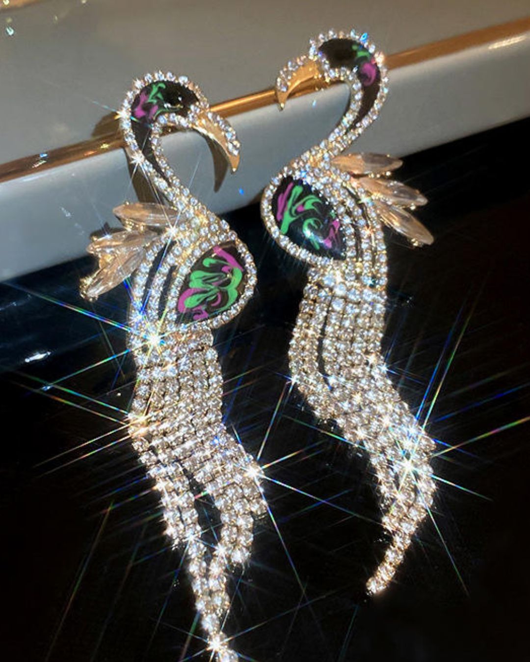 Flamingo Long Tassel Drop Earrings