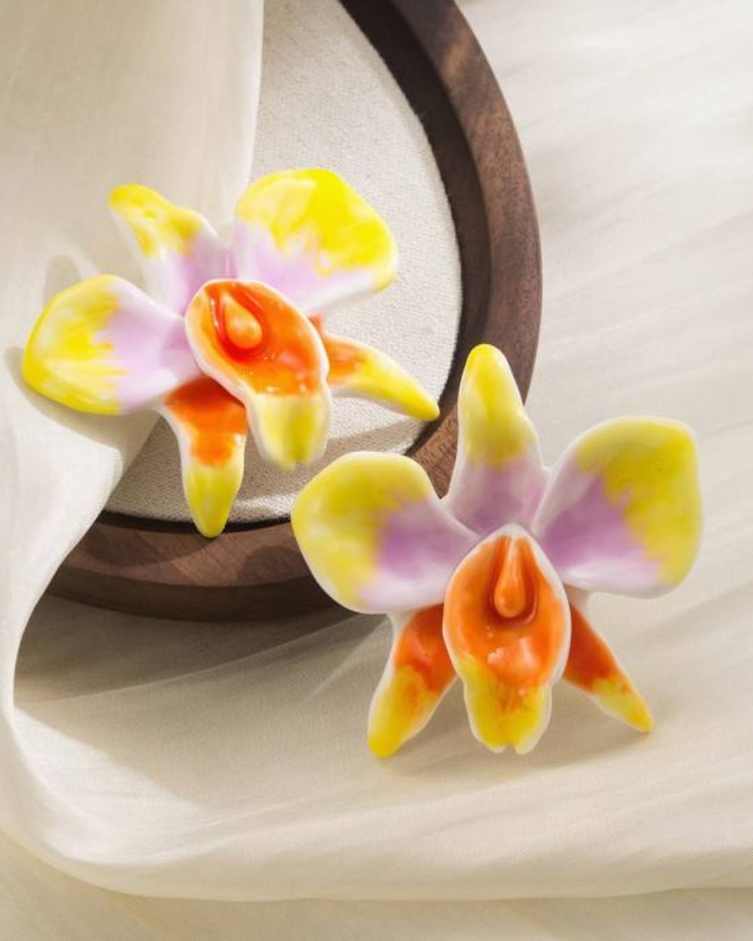 Pastel Flame Flower Stud Earrings