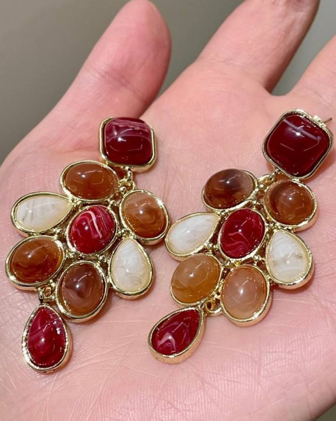 Minimalist Geometric Oval Resin Drop Earrings