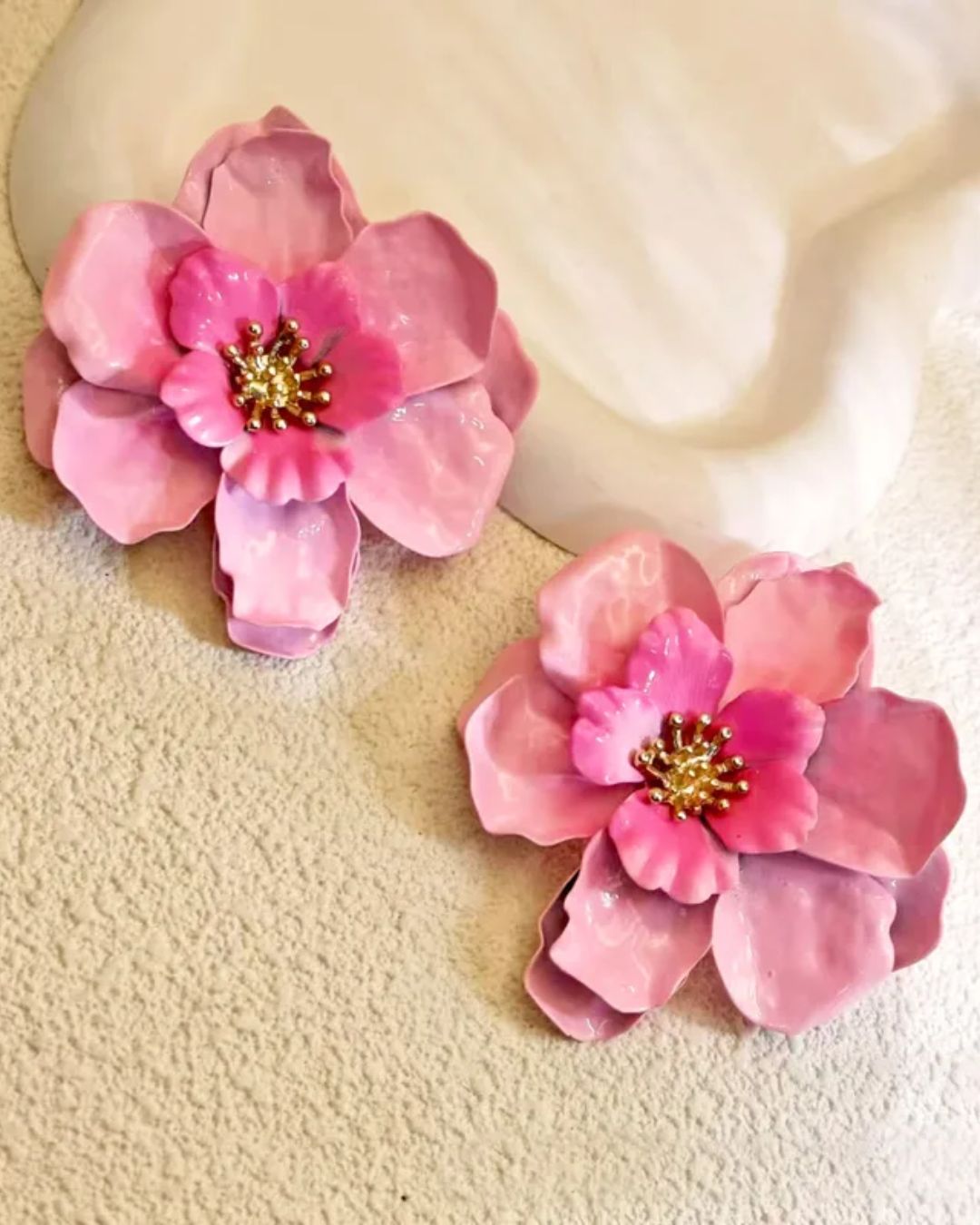 Pink Floral Stud Earrings