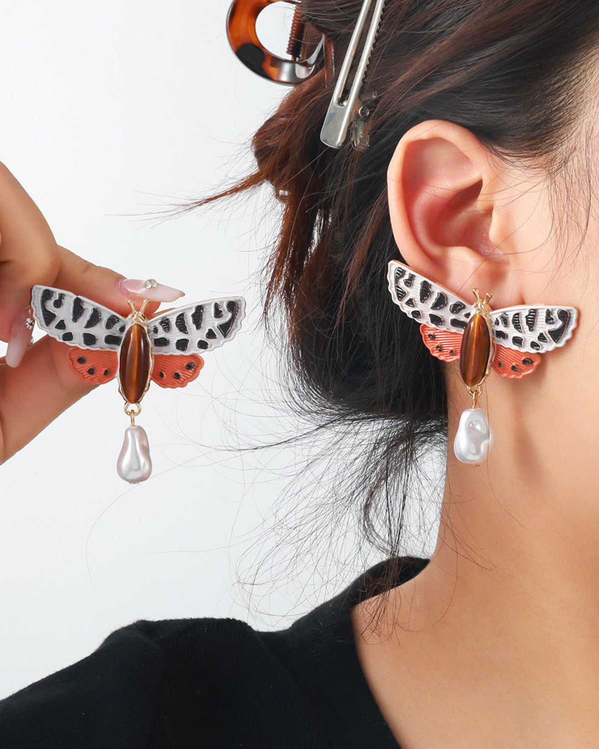 Leopard Print butterfly Drop Earrings