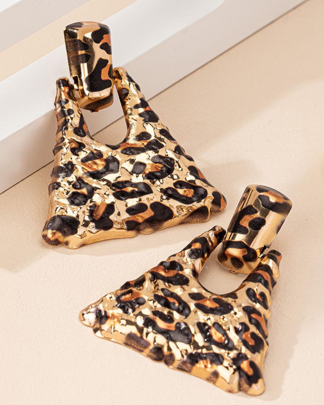 Animal Print Triangle Drop Earrings
