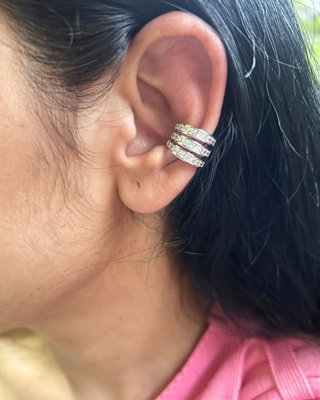Triple Layer Silver Unisex Ear Cuff
